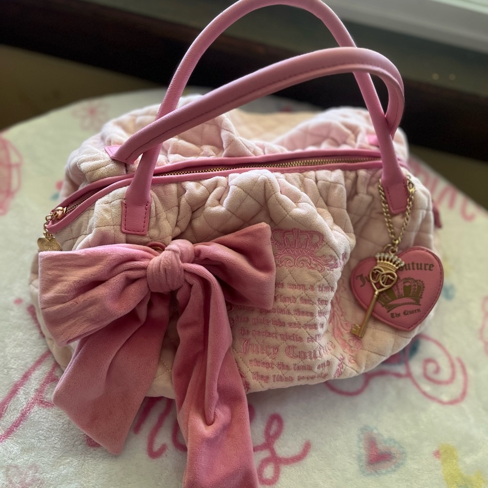 Quilted Pink Bow Satchel Handbag